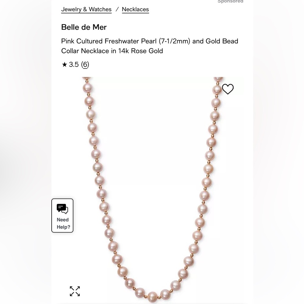 14k rose gold Freshwater Pearl Belle De Mer statement necklace rose gold